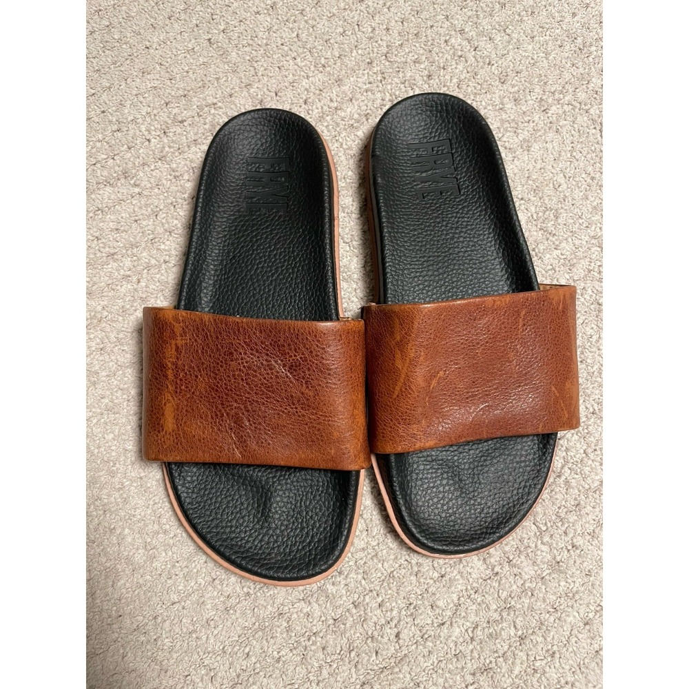 Frye Men's Leather Slide Sandals Brown/Black Slip-On Casual US 9.5